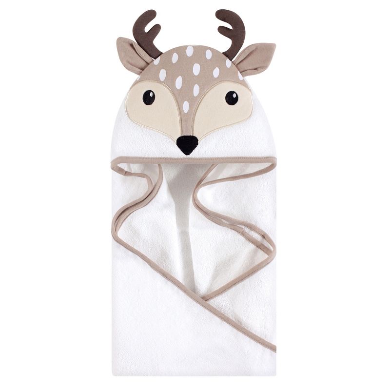 Hudson Baby Infant Cotton Animal Face Hooded Towel, Little Fawn, One Size, 1 of 3