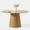 PexFix 52" Round Dining Table for 6 People Modern Pedestal Table with Fluted Cone Base & Wood MDF Top for Small Space Kitchen Dining Room Cafe Natural - 3 of 4