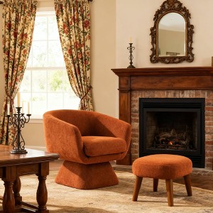 Okak Modern Upholstered Leisure Reading Accent Chair with Ottoman,Soft Padded Lazy Chair Set for Living Room,Bedroom - 1 of 4