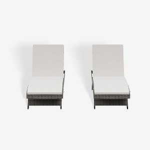 WestinTrends All Weather Wicker Outdoor Patio Chaise Lounge with Cushion (Set of 2) - 1 of 4