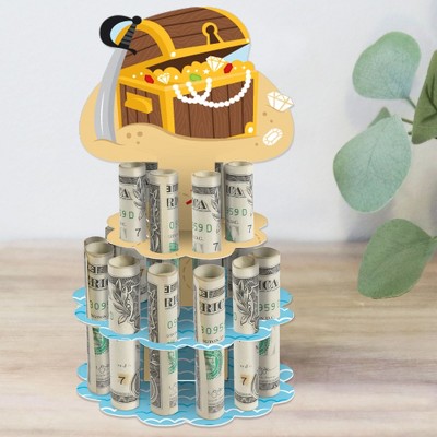 Big Dot of Happiness Pirate Ship Adventures - DIY Skull Birthday Party Money Holder Gift - Cash Cake