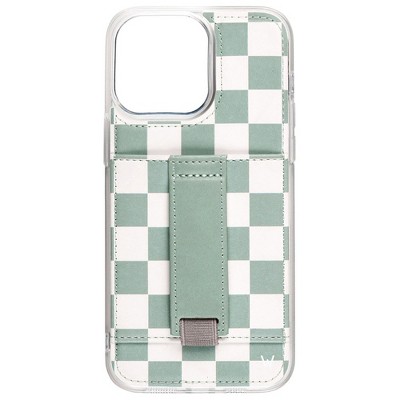 Walli Cases Seafoam Check by Our Faux Farmhouse Phone Case with Wallet and Finger Strap