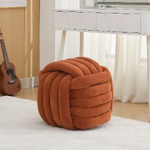 CAVINAS Chenille Knot Design Ottoman Bench, Makeup Stool Footstool, Fabric Ottoman Foot Rest, Stylish Seat for Living Room, Bedroom - 1 of 4