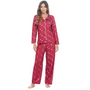 Casual Nights Women's Long Sleeve Rayon Button Down Pajama Set - 1 of 4