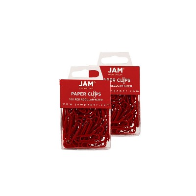 JAM Paper Colored Standard Paper Clips Small 1 Inch Red Paperclips 2185200A