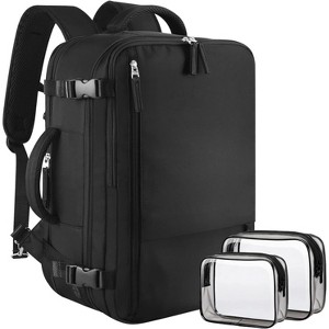 Paaaawaters Large Travel Backpack for Women Men, Expandable 40L Carry On Backpack, 17 Inch Laptop Backpack College Bookbag Black - 1 of 4