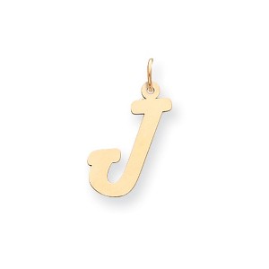 Black Bow Jewelry 14k Yellow Gold, Madison Collection, Medium Script Initial Pendant A-W - 1 of 4