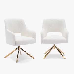 WestinTrends Genevieve Mid-Century Modern Upholstered Boucle Swivel Accent Chair (Set of 2) - 1 of 4