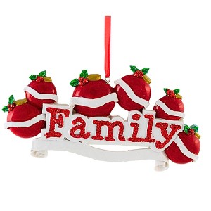 Polarx 2.5 Inch Red Family Christmas Tree Ornament , Glittered Holiday (1PC) - 1 of 4