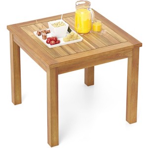 Tangkula Outdoor Square Teak Wood End Table Coffee Table for Porch Deck Garden Patio - 1 of 4