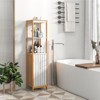 Tangkula Bathroom Floor Cabinet Narrow Freestanding Storage Cabinet with Door Shelves and Adjustable Shelf Linen Tower Stand Cabinet - 2 of 4