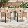 VisioGear Patio Accent Table Sets, 5 Pieces Outdoor Dining Set with Cushions, Patio Chair with Square Table for Lawn, Brown, 22.05"*24.41"*30.71" - 3 of 4