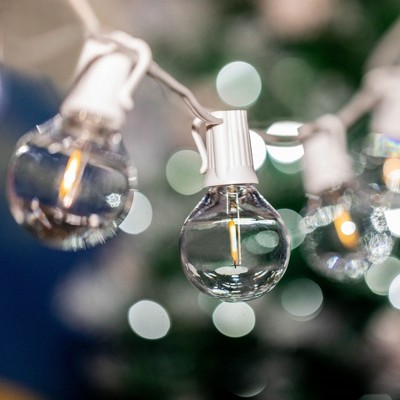 50 Feet Warm White LED Globe String Lights with White Plastic Shatterproof Bulbs