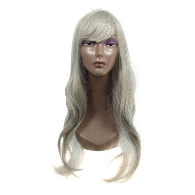Unique Bargains Women's Curly Wigs 26" Gray with Wig Cap