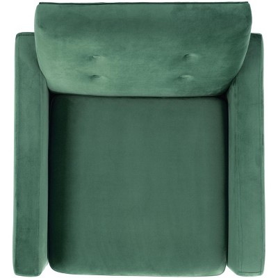Malachite Green Velvet Accent Chair with Antique Coffee Metal Frame