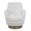 360° swivel upholstered armchair, comfortable reading chair for bedroom, with barrel design and gold stainless steel base - 3 of 4