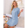 INSPIRE CHIC Women's Stripped Half Sleeve Button Up Short Nightgown Shirt Dress - 3 of 4