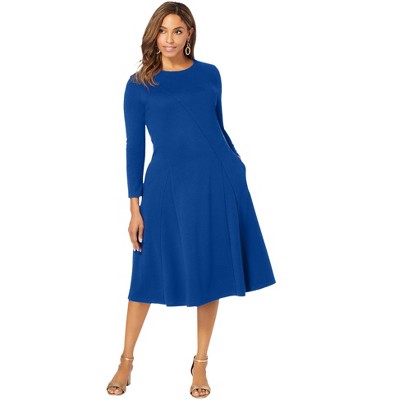 Jessica London Women's Plus Size Long Sleeve Stretch Ponte Dress