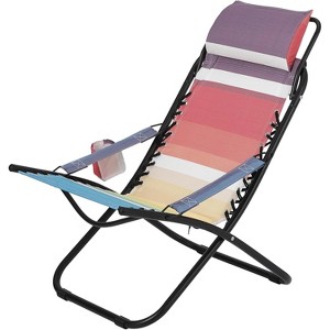 Utopia Breeze Beach Chair w/Headrest & Cup Holder, Lightweight Recliner, 330Lb Capacity (Rainbow Stripe) - 1 of 4