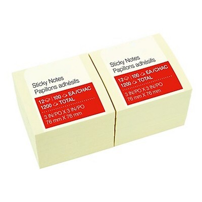 MyOfficeInnovations Stickies Recycled Notes 3" x 3" Yellow 12 Pads/Pack (S-33YR12) 105809
