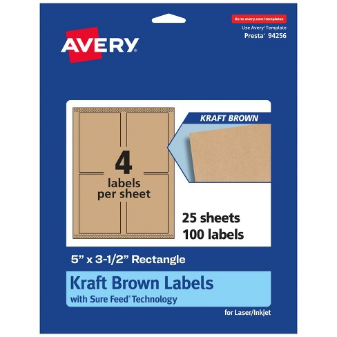 Avery Kraft Brown Rectangle Labels with Sure Feed, 5" x 3.5" - image 1 of 4