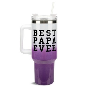 Elanze Designs Best Papa Ever Dad Grandpa Family 40 oz. Stainless Steel, Large Water Bottle Coffee Mug, Spill & Leak Resistant, Thermal Travel Tumbler - 1 of 1