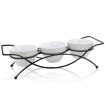 Gibson Gracious Dining 4 pc Serving Set with Metal Rack in White