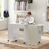 Folding Sewing Machine Table, Multipurpose Craft Station with Storage Shelves & Lockable Wheels, Rolling Sewing Desk Station for Home, Bedroom - 3 of 4