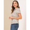 INSPIRE CHIC Women's Summer Peter Pan Collar Button Front Vintage Floral Print Blouse - 4 of 4