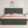 Full/ Queen/ King Size Bed Frame, Upholstered Bed Frame With And 4 Storage Drawers,Button Tufted Design,Wooden Slats Support, No Box Springs Needed - 4 of 4