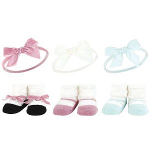 Hudson Baby Infant Girl Headband and Socks Giftset, Blush Mint, One Size - 1 of 4