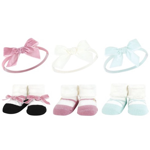 Hudson Baby Infant Girl Headband and Socks Giftset, Blush Mint, One Size - image 1 of 4