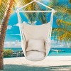 Slickblue Cotton Canvas Hanging Chair, Soft Pillows, Rope Chair, Rainbow, Beige - 4 of 4