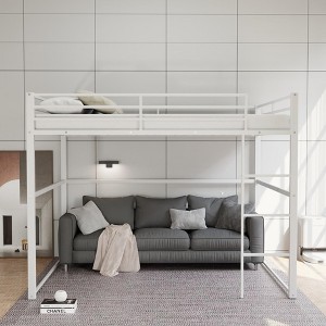 Hotraffy Metal Loft Bed, with Safety Guard Rails & Flat Ladder - 1 of 4