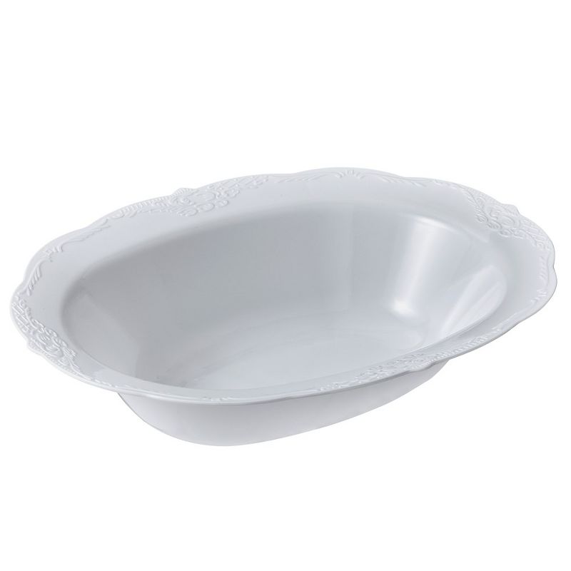 Silver Spoons Elegant Vintage Oval Plastic Serving Bowls, Disposable Plastic Bowls and Platters for Party, 35 oz, (3 PC), 1 of 2