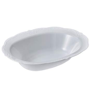Silver Spoons Elegant Vintage Oval Plastic Serving Bowls, Disposable Plastic Bowls and Platters for Party, 35 oz, (3 PC)