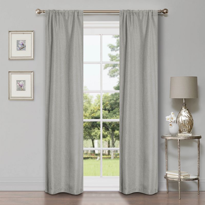 Classic Linen Design Room Darkening Semi-Blackout Curtains, Set of 2 by Blue Nile Mills, 1 of 5