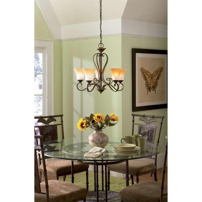 Palladian Bronze 5-Light Chandelier with Champagne Glass Shades