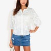 Anna-Kaci Women's 3/4 Sleeve Button Down Shirt With Floral Embroidered Details, V-Neck, Lightweight - image 2 of 4