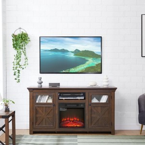 Sapphtopaz TV Stand Farmhouse Entertainment Center for TVs Up to 69" with 2 Cabinets Entryway Table with 3 Layers Open Shelf for Living Room - 1 of 4