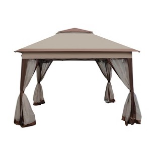 TiramisuBest 11'x11' Outdoor Pop-Up Gazebo,Removable Zipper Netting & 2-Tier Soft Top for Patio/Backyard/Garden/Camping (Coffee) - 1 of 4