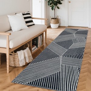 Area Rugs Modern Washable Rug Non-Slip Low Pile Geometric Striped Pattern Rug for Living Room Bedroom - 1 of 4