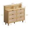 Resenkos Modern 6 Wide Drawer Long Dresser Chest of Drawers Wooden Dresser for Bedroom Brown - 2 of 4