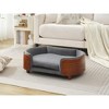 Sapphtopaz Velvet Elevated Dog Bed with Wood legs & Bent Wood Back Pet Sofa with Removable Foam Soft Cushion Dog Supplies - 2 of 4