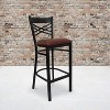Emma and Oliver 2 Pack "X" Back Metal Restaurant Barstool - 2 of 4