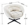 Modern 360° Swivel Office Chair,Chenille Upholstered Lounge Chair With Metal Base,Round Living Room Armless Swivel Chair-Coolbibila - 4 of 4