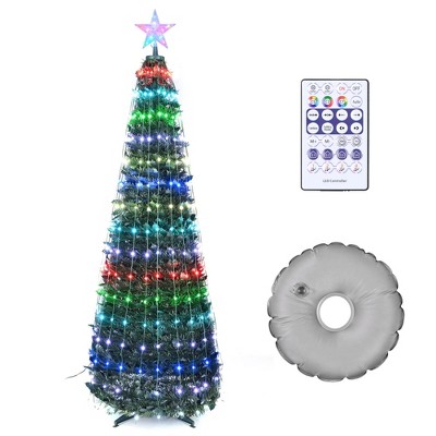 Yescom 6Ft Christmas Tree Prelit Artificial with Star Topper Top for Indoor/Outdoor Holiday Party Home Decoration Green