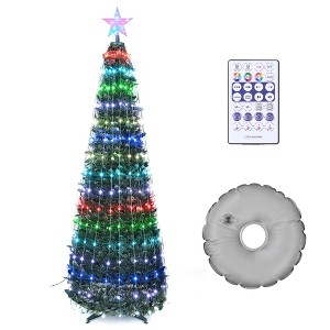 Yescom 6Ft Christmas Tree Prelit Artificial with Star Topper Top for Indoor/Outdoor Holiday Party Home Decoration Green - 1 of 4