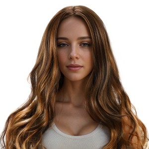 Unique Bargains Women's Big Curly Long Hair Wig High Temperature Fiber Brown Yellow 1 Pc - 1 of 4