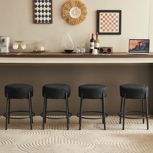 Resenkos Counter Bar Stools, Counter Stool,24" Tall, Round Bar Stools, Set of 2 - Contemporary Upholstered Dining Stools for Kitchens,Black - 1 of 4